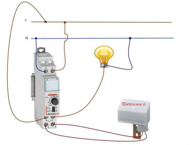 Schema di collegamento dell' interruttore crepuscolare