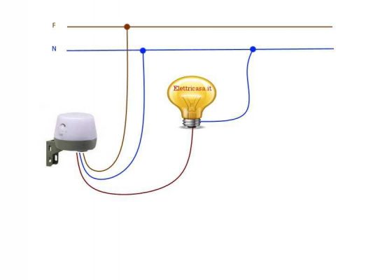 Interruttore crepuscolare, schema e collegamento