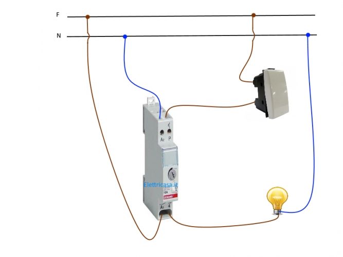 Installazione del temporizzatore luci scale, schema elettrico
